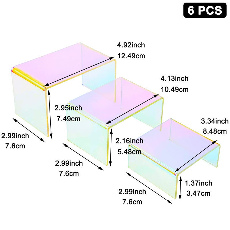 Cerpourt 2 Sets Acrylic Display Risers Colorful Product Stand,Cupcakes Holder Dessert Display Transparent Showcase Stands, Candy Bar Risers, Acrylic Lifts Display for Figures - Image 3